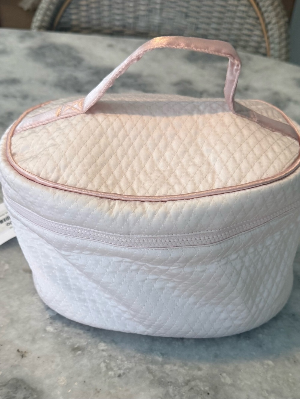 Lenora Quilted Light White  Cosmetic Train Case